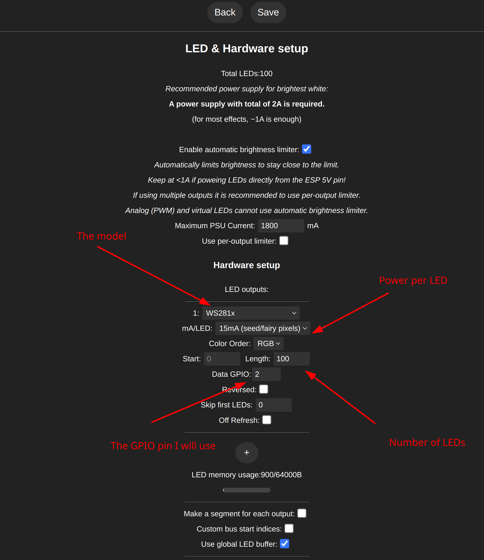 WLED LED config